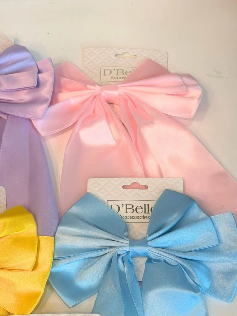 Lot of 5 D'Bello Satin Girls Hair Bows NEW Clips Cheer Dance Holiday Dress Up